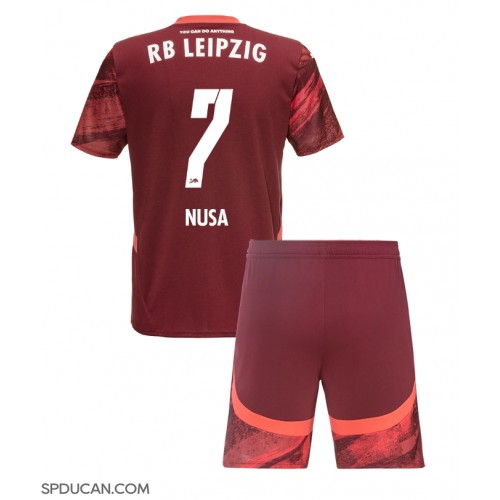 Dječji Nogometni Dres RB Leipzig Antonio Nusa #7 Gostujuci 2024-25 Kratak Rukav (+ Kratke hlače)